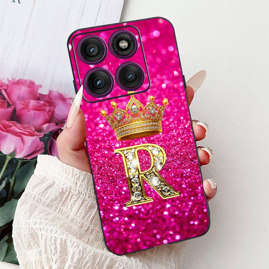 For Motorola Edge 60 Pro Case 2025 Luxury Crown Letters Soft Silicone Black Phone Cover For Moto Edge 60 Fusion 60s Edge60 Funda