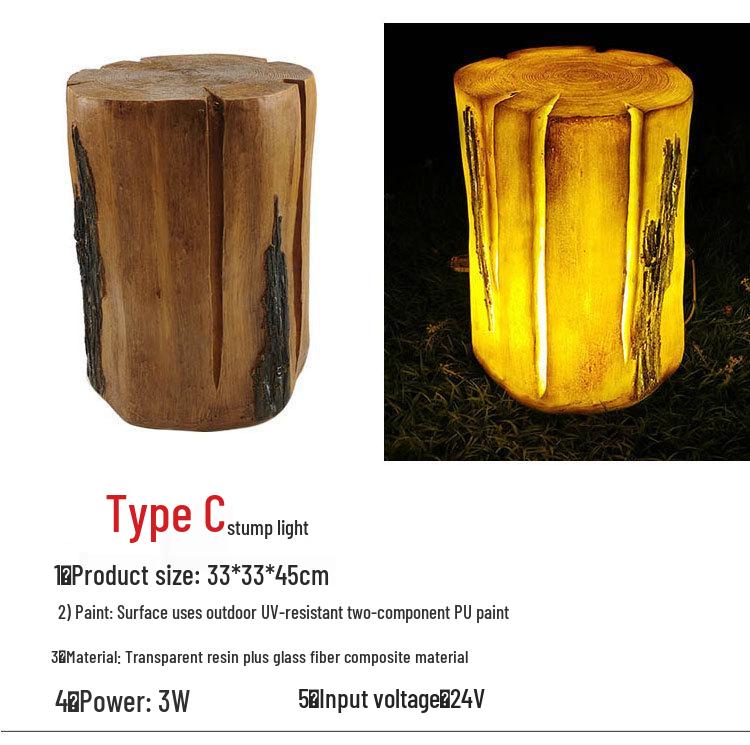Solar-Powered Outdoor Waterproof Tree Stump Garden Light