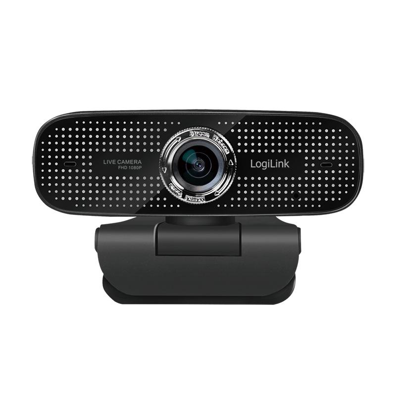LogiLink Full HD USB-Webcam 2 Mikrofone Fokus Rauschunterdrückung
