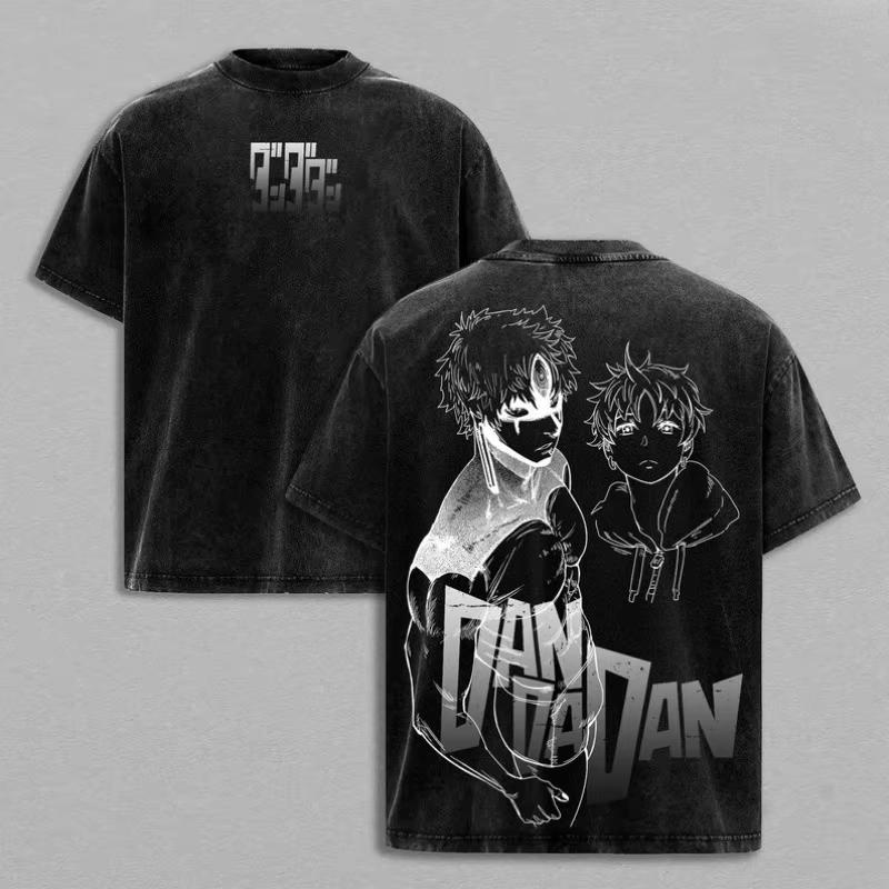 Dandadan Momo Ayase Graphic T Shirt Front Graffiti Logo Back Character Vintage Washed Short Sleeve Crew Neck Unisex Anime Streetwear Tops Tees