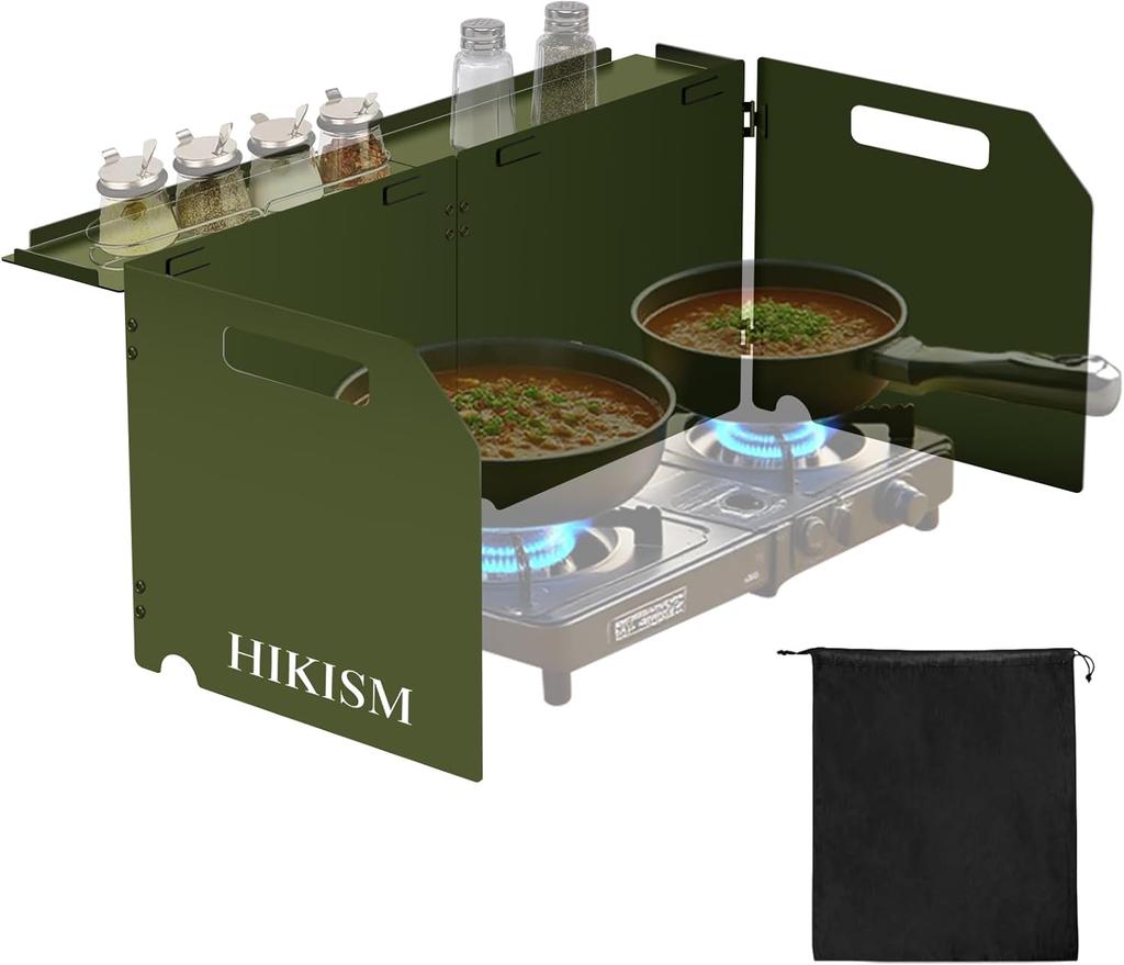 Camping Stove Windscreen, Lightweight Foldable Wind Blocker for Gas Stove, Navy Green