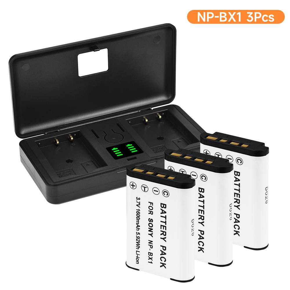 PALO NP-BX1 Np Bx1 Battery + 2 Slots LCD Charger Case for Sony DSC-RX100 DSC-WX500 IV HX300 WX300 HDR-AS15 X3000R MV1 AS30V