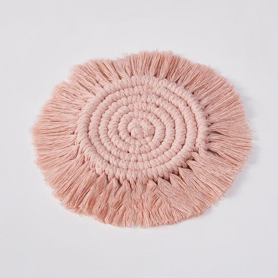 Cup Mat Highly Absorbent Braided Drink Coaster Solid Color Heat-Resistant Reusable Woven Coaster Cup Pad