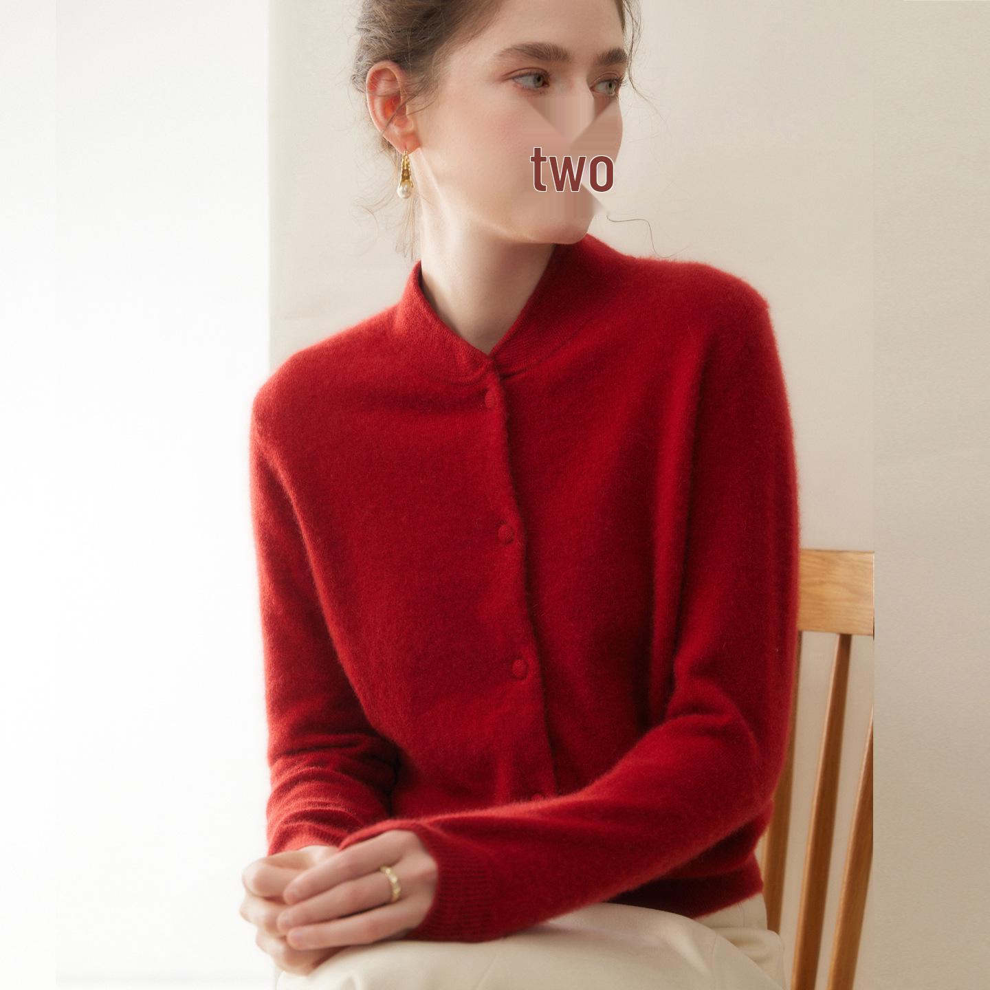 Women s Half High Neck Cashmere Cardigan - Autumn/Winter Frog Button Slimming Sweater Extra Extra Large