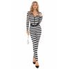 Halloween Adult Black and White Striped Prisoner Human Clothes Women Prison Clothes Shackles Stage Props Costumes