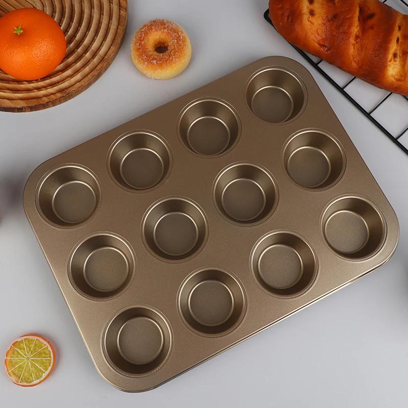 Molde para Magdalenas de 4/6/12 Tazas Bandeja para Muffins Molde para Magdalenas Molde para Muffins Molde para Hornear de Acero al Carbono Utensilios de Cocina Antiadherentes Molde para Pasteles de Microondas