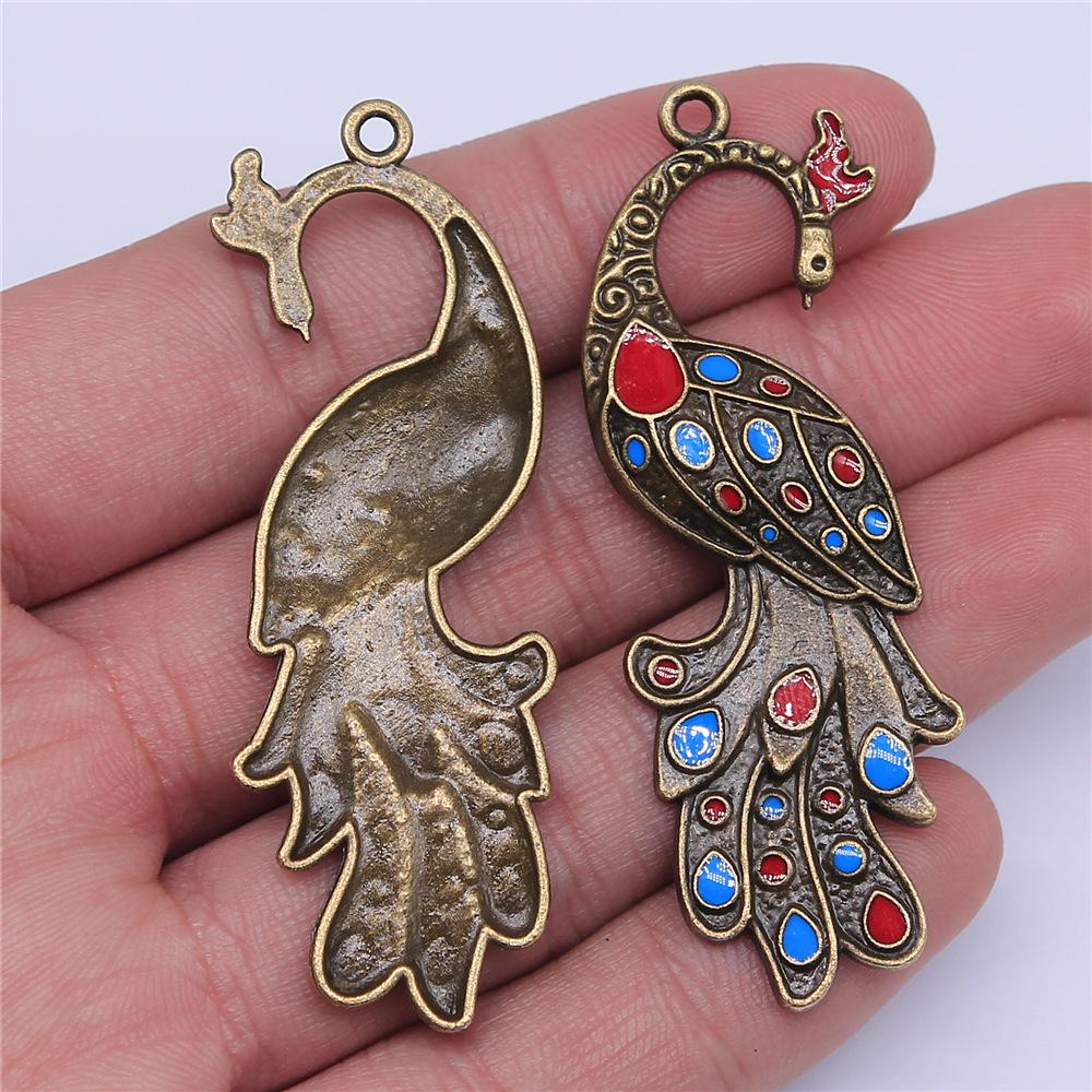 5pcs Big Bird Pendant Charms Antique Silver Color Pendants Making DIY Handmade Tibetan Finding Jewelry