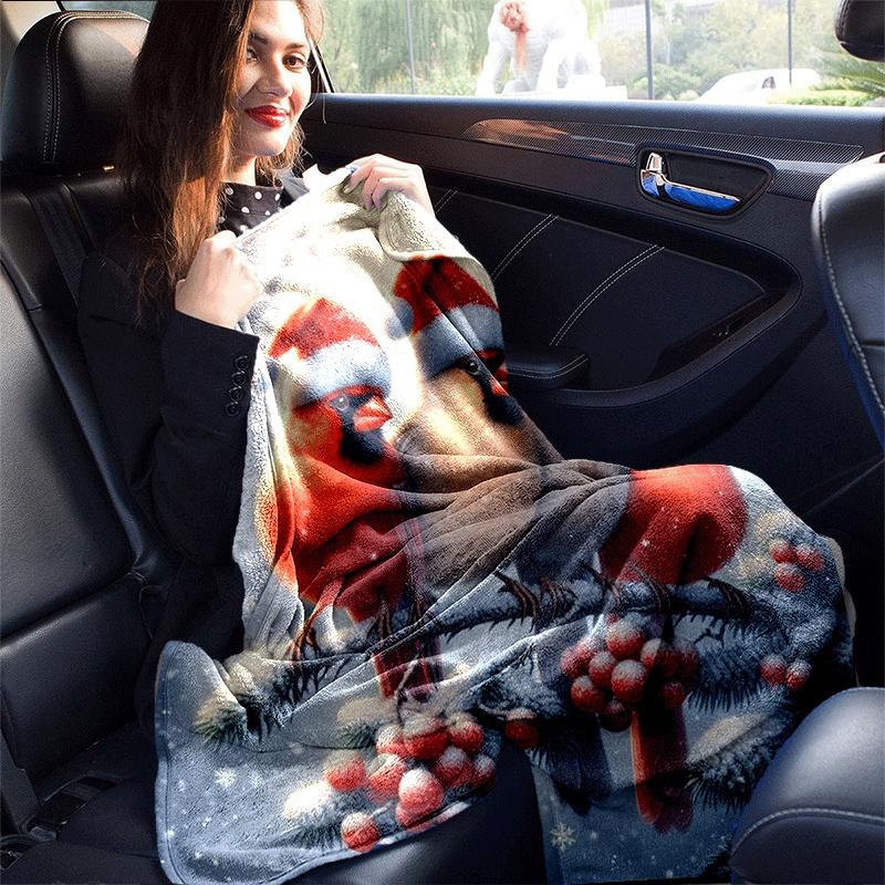 1pc Merry Christmas Printing Lightweight Flannel Blanket, Comfortable and Warm Blanket, for Camping Sofa Bed and Couch Office, Suitable for G