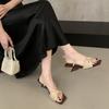French niche design slope heel open-toed sandals women's summer 2025 new models with skirts square head high-heeled Roman shoes