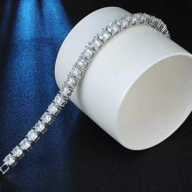 BELLA BOX Hot Selling Fire Color Full Diamond 3A Zircon Bracelet Female Simulation Mosan Diamond Male Star With The Hand Jewelry