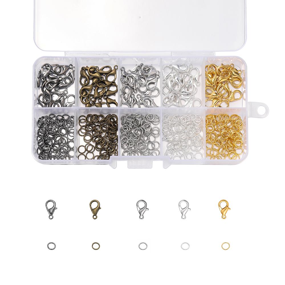 475pcs/Lots Alloy Lobster Clasps Open Jump Ring Connector for DIY Bracelet Necklace Keychains Jewelry Making Supplies