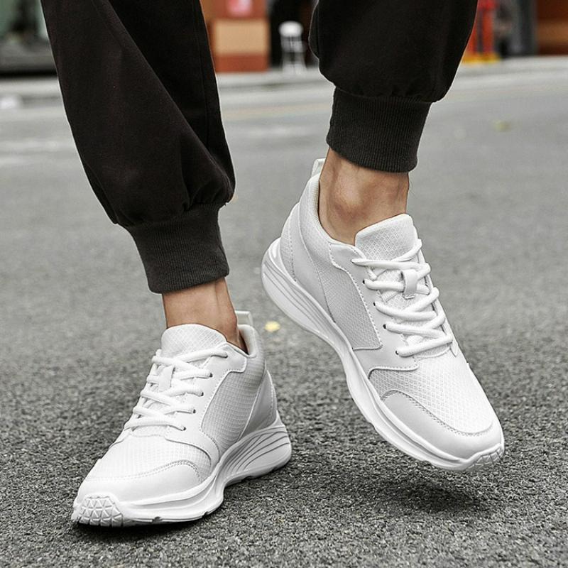 Scarpe da uomo con rialzo Sneakers per aumentare l'altezza Scarpe casual alla moda con lacci Scarpe bianche da esterno per rialzo interno 4-10 cm Scarpe da uomo