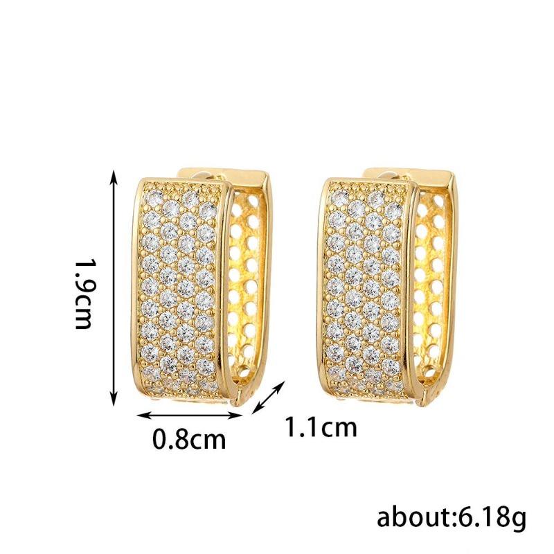 Viya Square Light Luxury Earrings, Copper Micro-Inlaid Zircon Ear Buckles, Simple And Versatile Premium Earrings.
