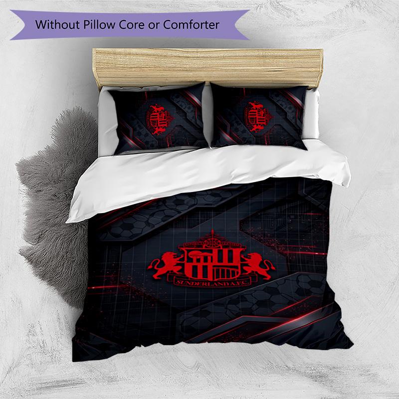 Juego de Ropa de Cama Estampado del Sunderland Football de 3 Piezas, Cómodo y Amigable con la Piel Juego de Funda Nórdica para Dormitorio