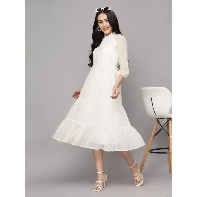 Women Fit and Flare Georgette Dress Bollywood Top Tunic Kurti Party Wear Top SC-1836