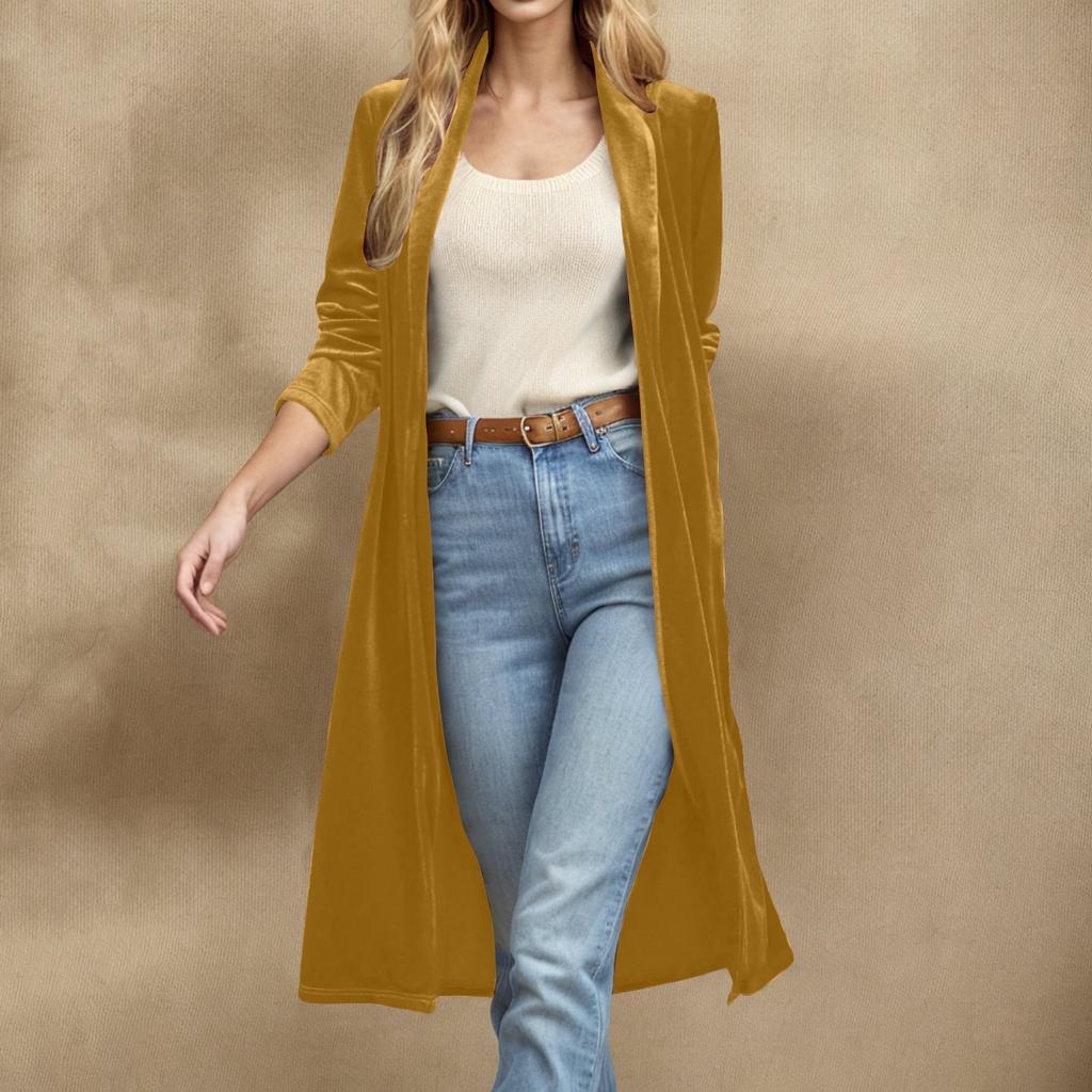Women's Loose Fashionable All-match Gold Velvet Solid Color Long Sleeve Top Casual Jacket