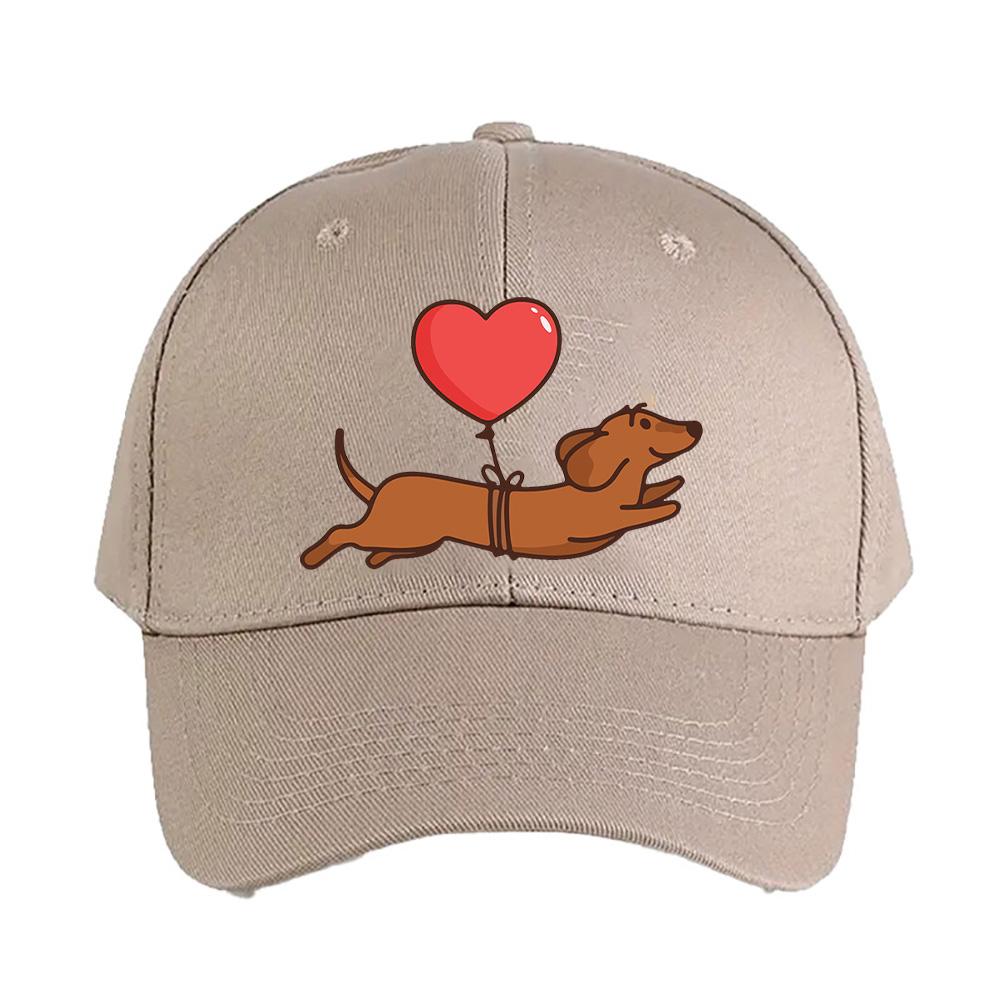 Cute Dachshund Dog with Balloon Cap Summer Woman Man Baseball Cap Adjustable with Curved Brim Duckbill Cap Protection Sun Hats