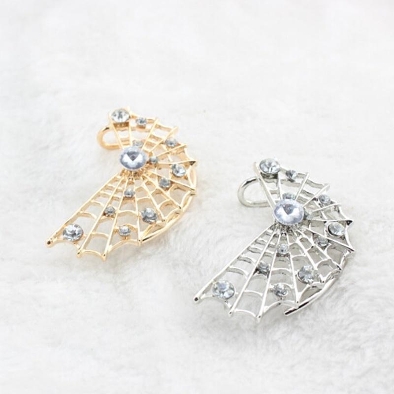 1Pcs Crystal Spider Web Earring  Stud Wrap Cuff Net Punk Pierced Earring