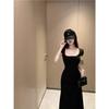 2025 French Petite Black Slimming Dress: High-End Waist-Hugging Summer Fashion for Women