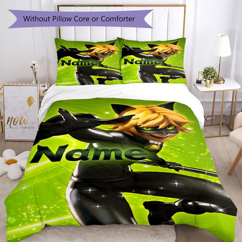 3pcs Custom Name Ladybug Bedding Set Duvet Cover Closure Includes 1 Duvet Cover & 2 Pillowcases, Soft and Comfortable for All Seasons.