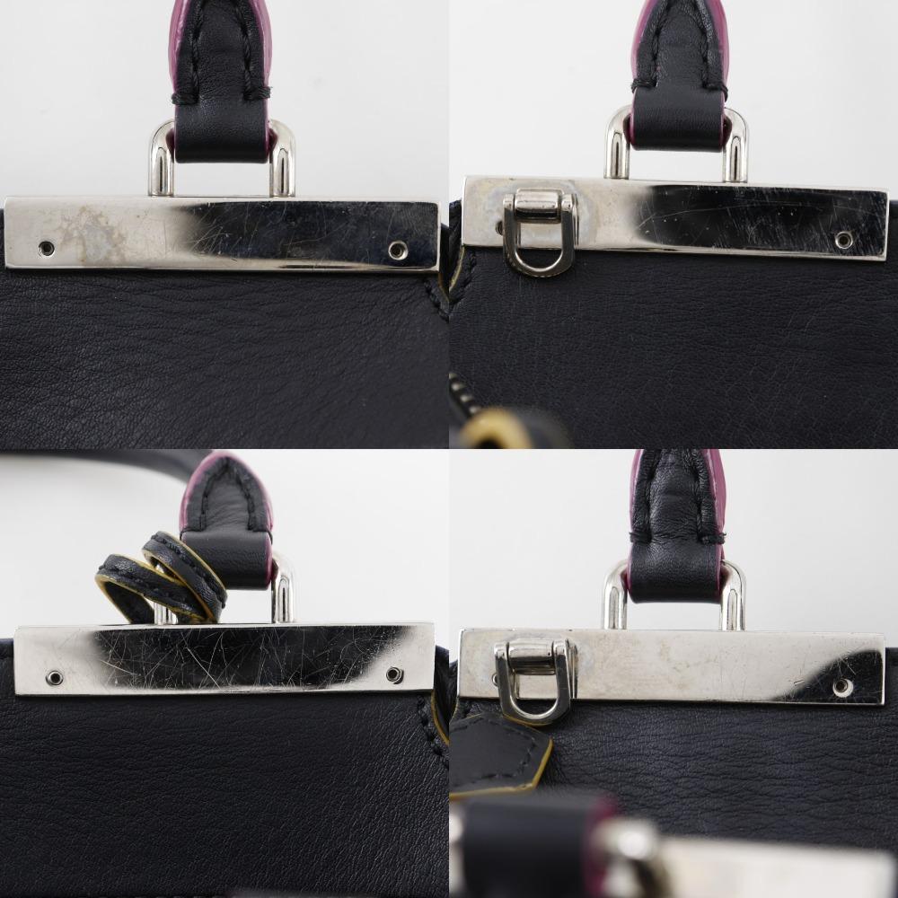 Fendi Petite Troisur Handtasche 8BH333 2WEGE-Schultertasche schwarzes Leder Damen Gebraucht