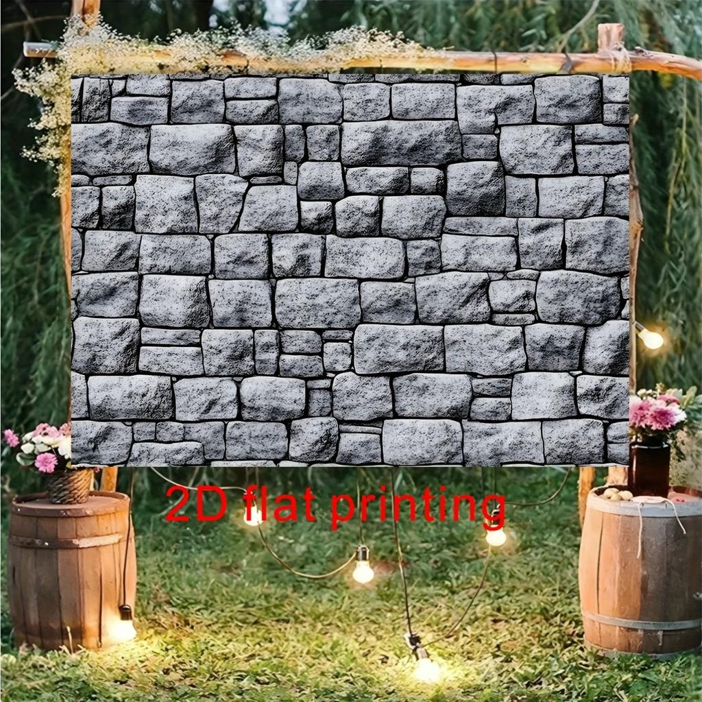 2D-Ebene, 1 Stück verfügt über ein realistisches Retro-Design, das die Steinmauern und grauen Ziegel einer mittelalterlichen Burg darstellt.
