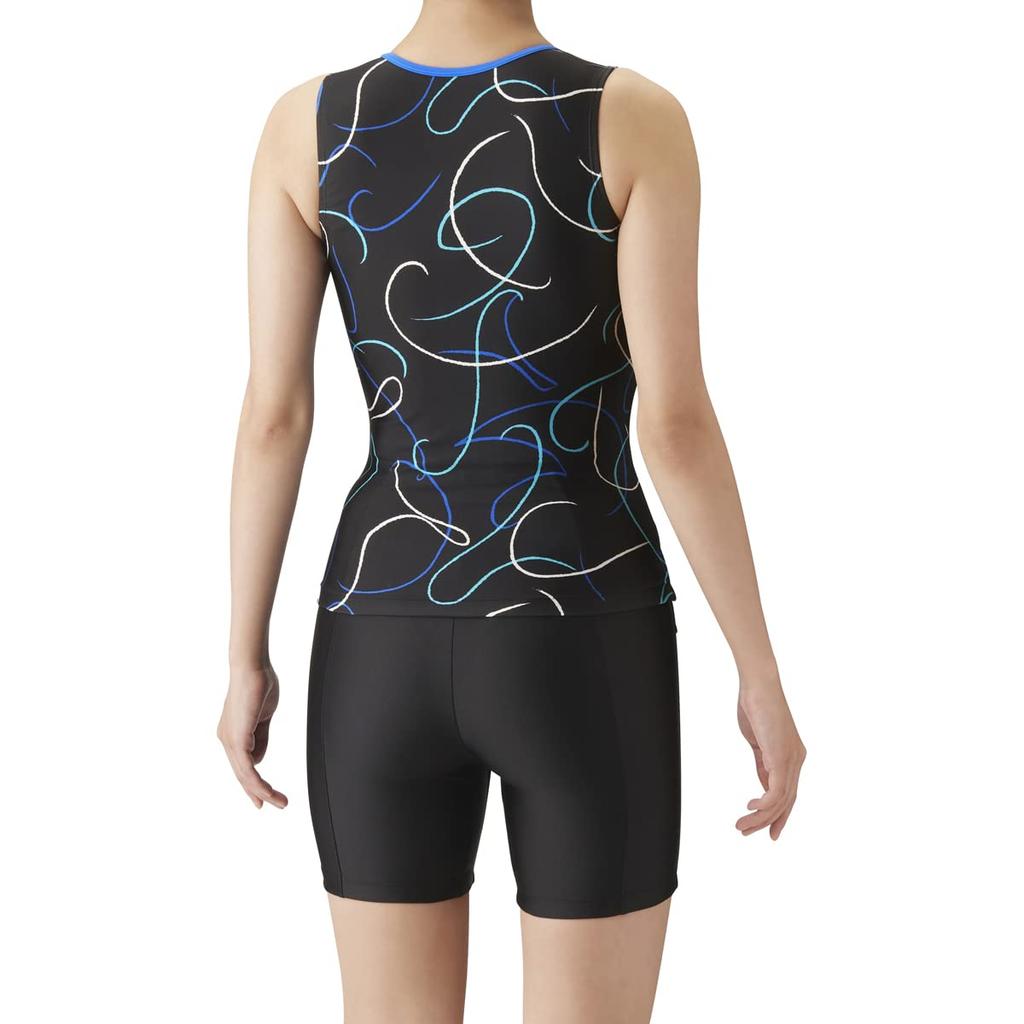 Strój kąpielowy dwuczęściowy Fitness Separates Czarny x Czarny x Niebieski [Arena] (Okładka tylna/wkładka) Kobiety (BLK)