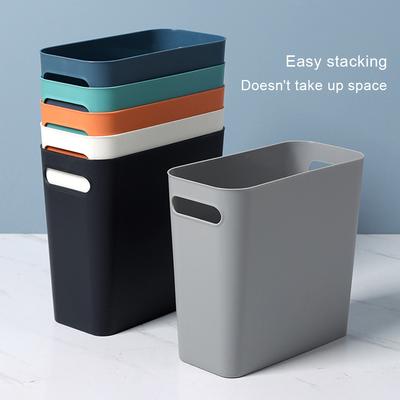 Modern Large Trash Can Without Cover Wastebasket Garbage Container Space-Saving Outdoor Bathroom Bedroom Kitchen Home Orange