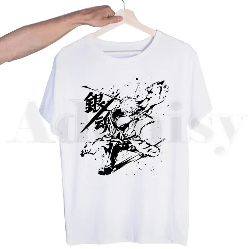 Gintama Anime Sakata Gintoki Kagura Tshirts Men Fashion Summer T-shirts Tshirt Top Tees Streetwear Harajuku Funny