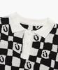 ISTKUNST Checkerboard Smiley Collar Half Knit_Black(Ik2Dmmk641A)
