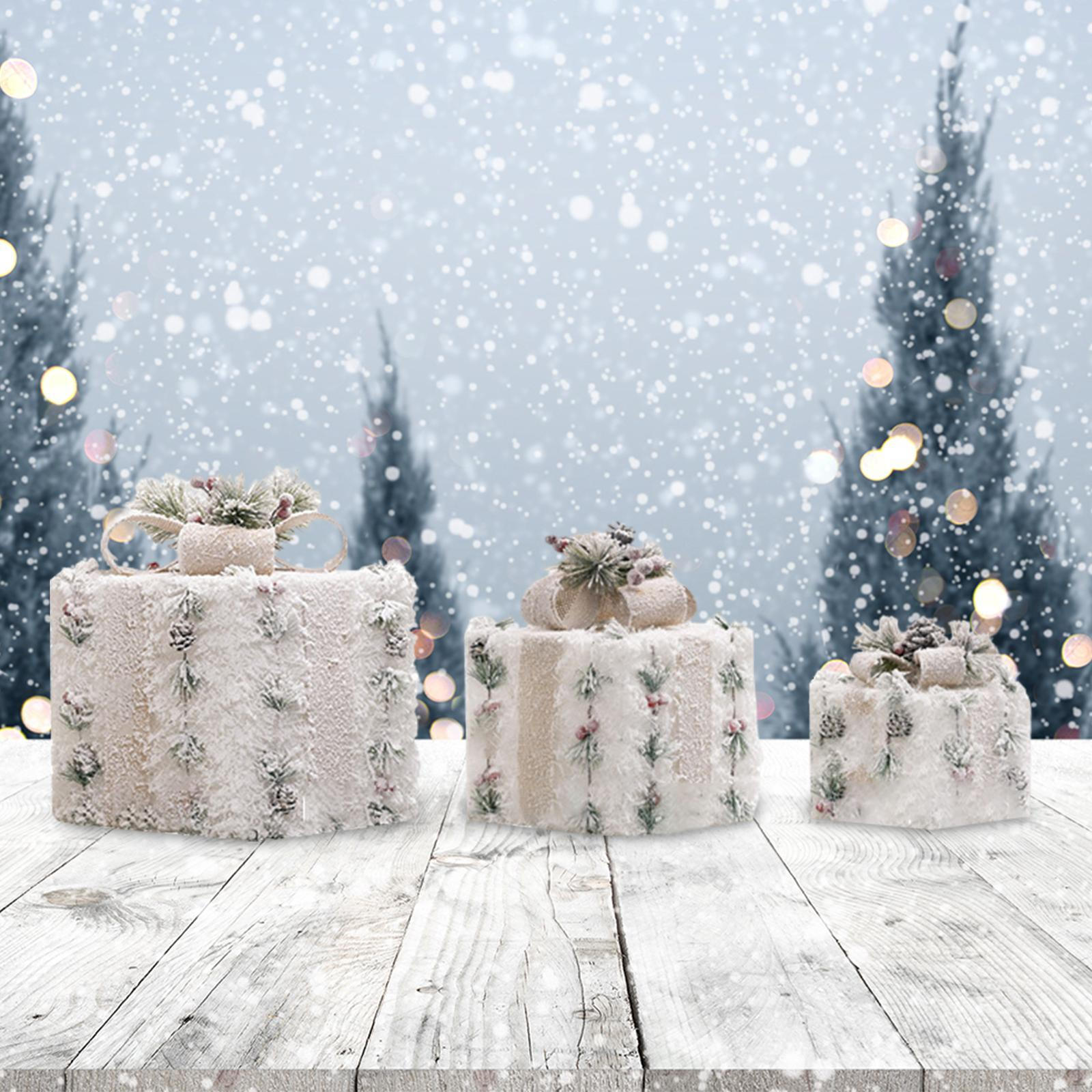 

3 шт. Рождественская светящаяся подарочная коробка с украшением в виде праздничной коробки с бантом для праздничного двора Style A