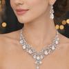Rhinestone Crystal Necklace Earrings Shining Bridal Jewelry Set  Ball Banquet