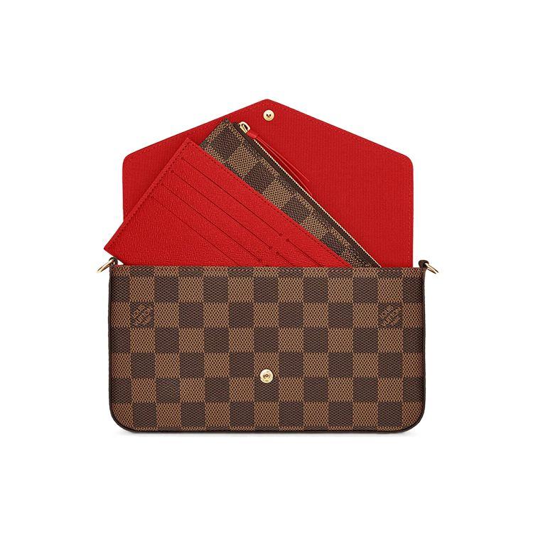 Louis Vuitton Pochette Felicie Fashion Vintage Checkered Design Canvas And Leather Three-In-One Chain Bag Crossbody Shoulder Bag Women Bags N63032