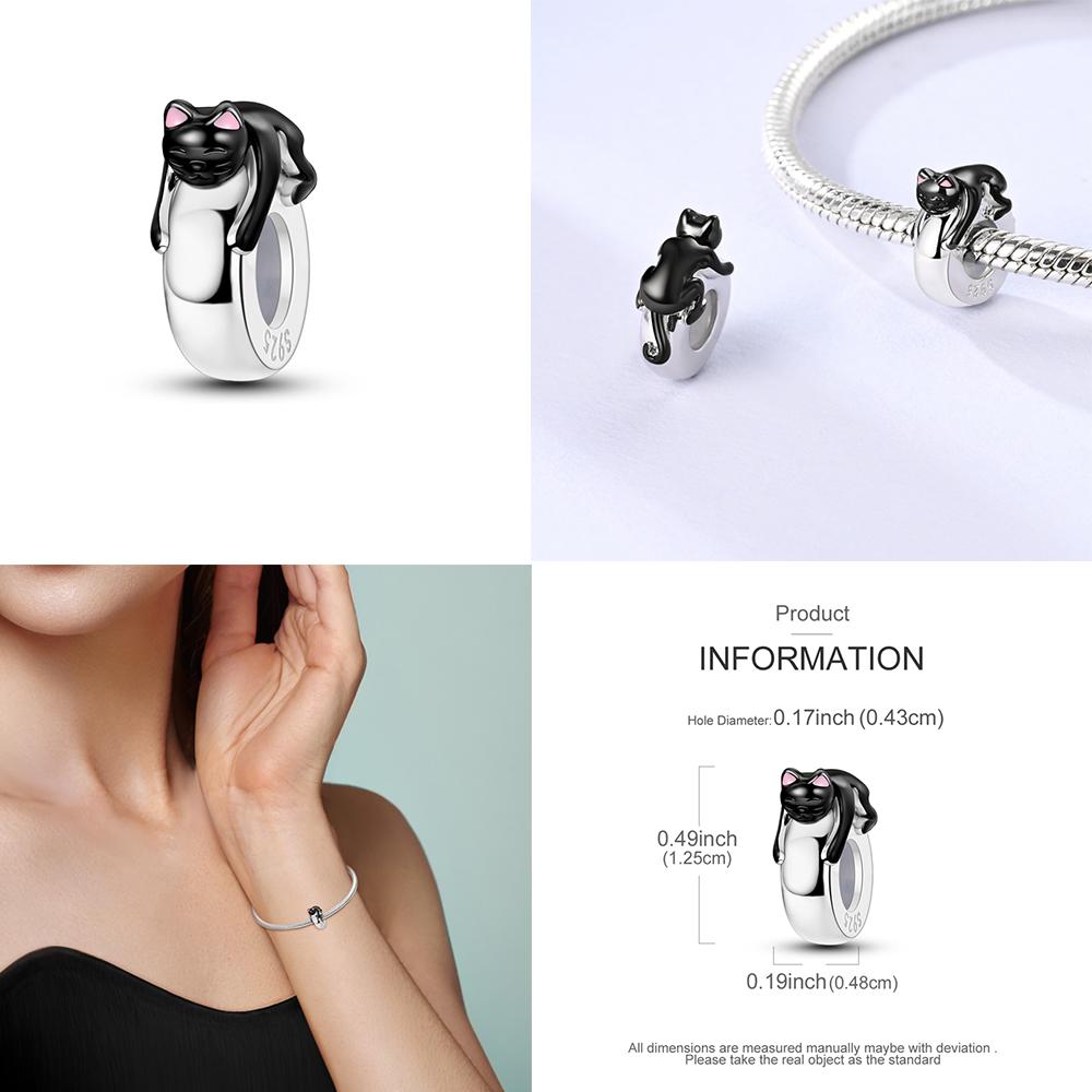 Copper Charms Silicone Spacer Stopper Clip Cat Clasp Beads Fit Original Bracelet Dangle Diy Gift For Women