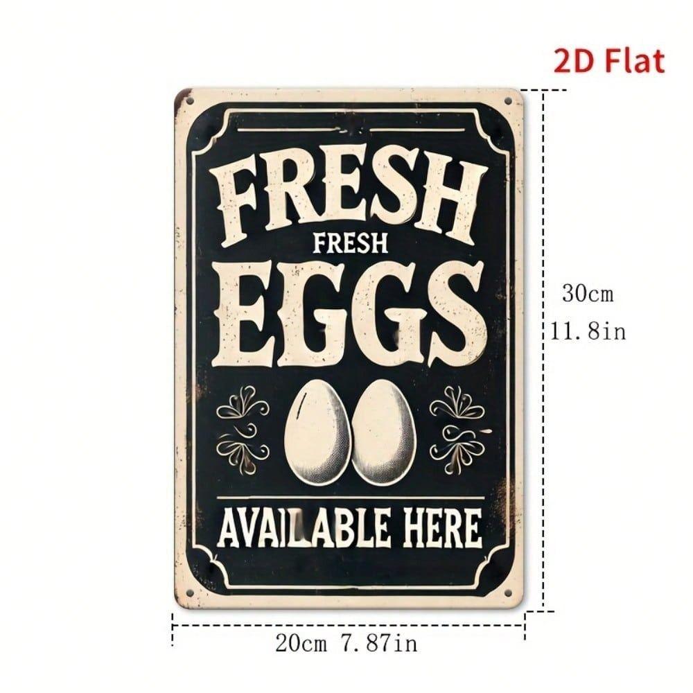Metal Wall Art Sign Fresh Eggs Available Here Vintage Tin Poster for Cafe Bar Decor