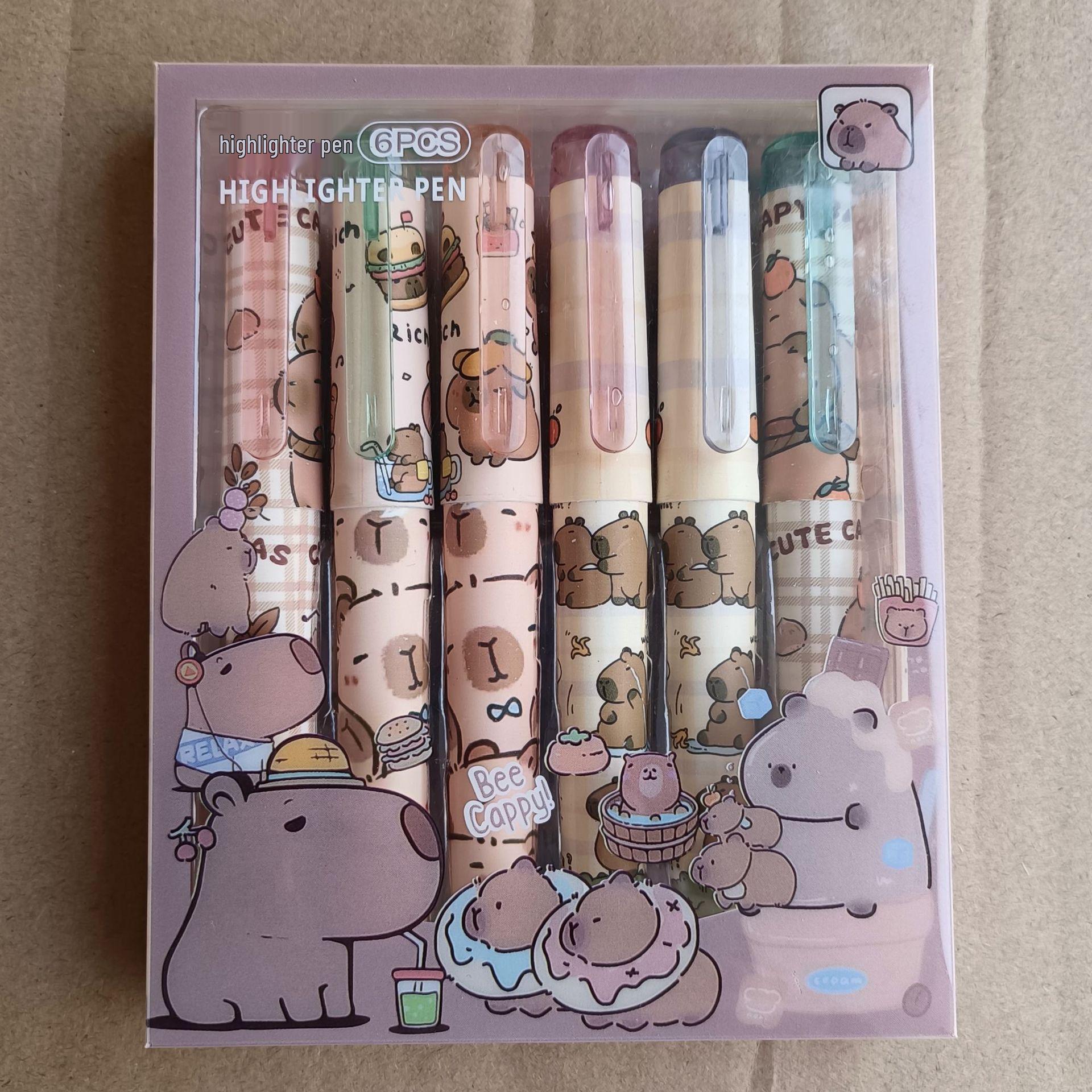 

Хайлайтер-капибара: Милый разноцветный маркер для ведения дневника и защиты глаз Chisel Tip