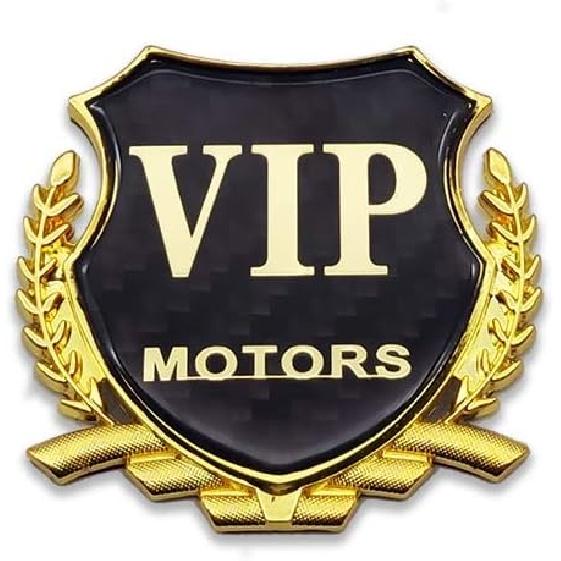 

Metal Silver VIP Motors Logo Car Emblem Carbon Fiber Badge Premium 3D Rear Trunk Sticker Auto Side Fender Decal (Silver) золотой