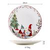 Christmas Ceramic Dinner Santa Christmas Tree Round Plate Dessert Dish Flat Dinner Plate Easy To Clean Home Snack Western Plates