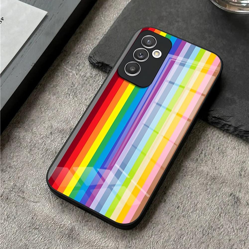 Colorful Rainbow Stripe Phone Case For S25 Ultra Samsung S26 S23 S24 Plus S22 S20 S21 Fe A54 A34 A53 A16 Glass Cover