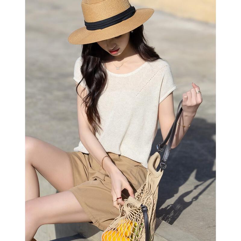 Demana Linen Blend Minimalist Knit Top