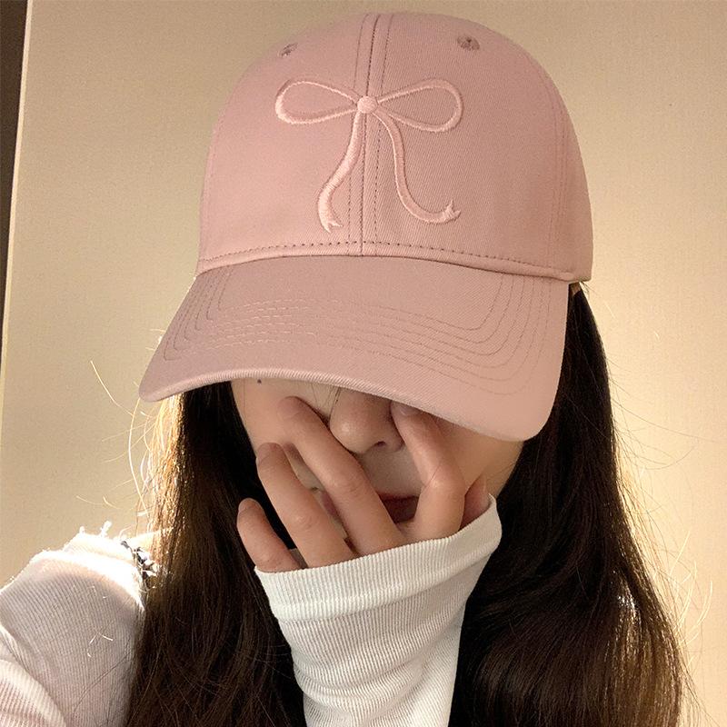 

Bow baseball cap women s new summer face small sunshade sun protection soft top cap tide one size, elastic