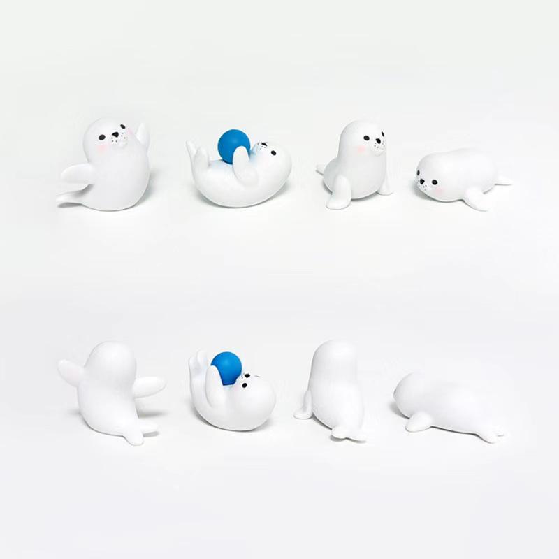 Mini Cartoon Baby Seal White Ornament for Desktop