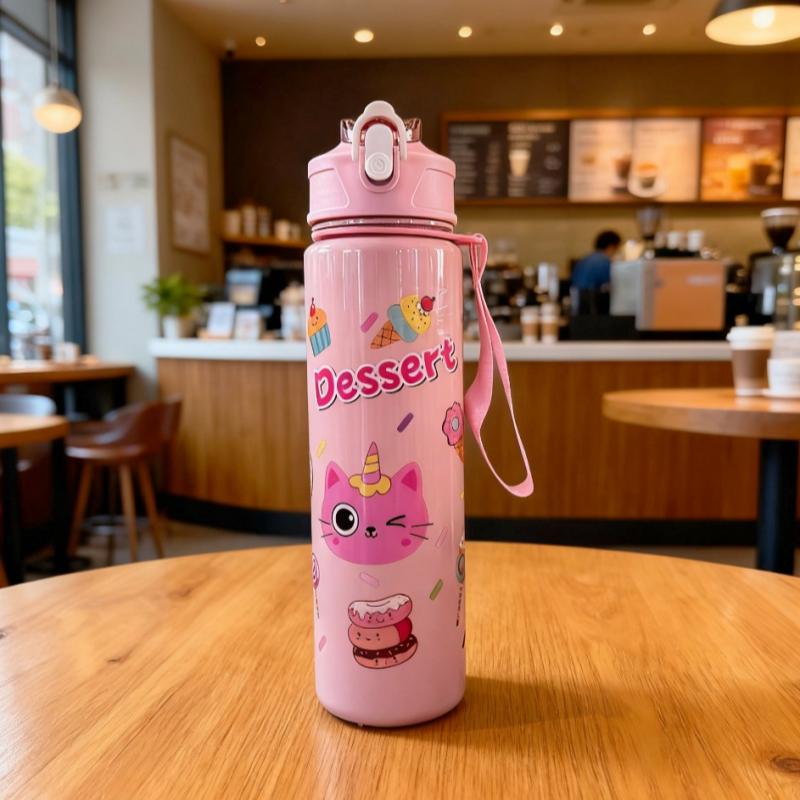 Dinosaur Straw Cup, Large Capacity 750ml, Cute and Portable for Sports and Outdoor Activities, Suitable for Students and Girls