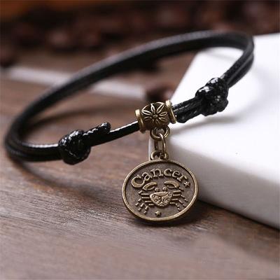 Women South Barefoot Black Rope Sandal Fashion 12 Constellations Foot Chain Anklet Foot Jewelry