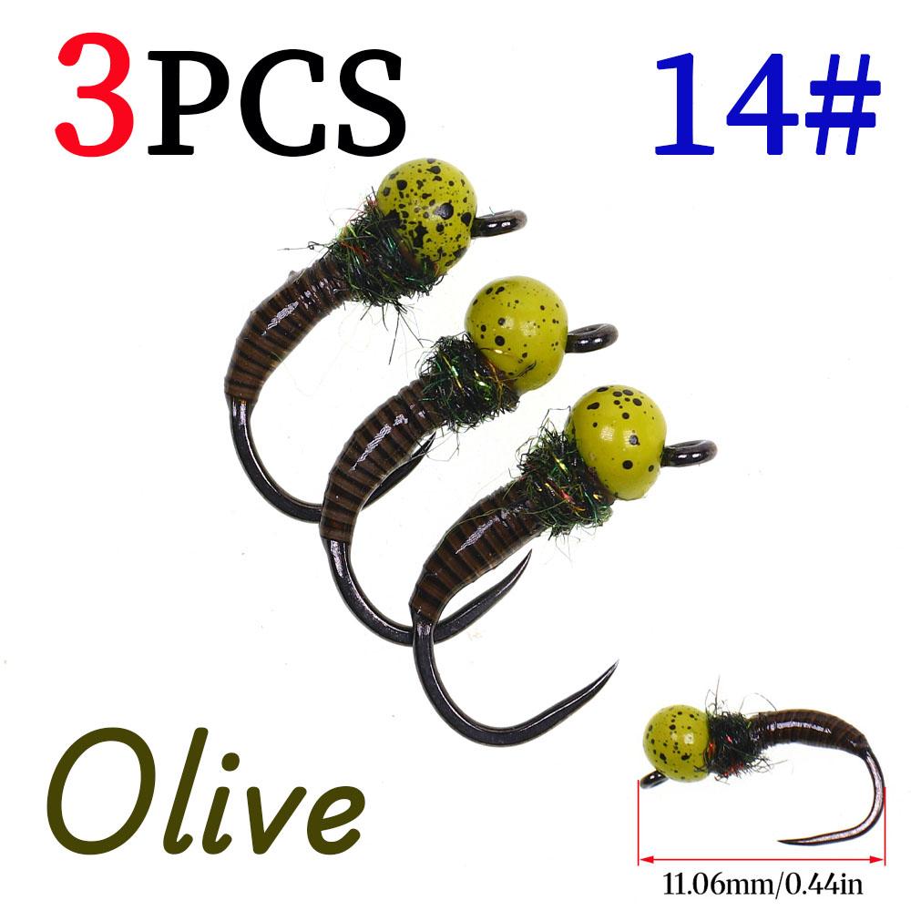 3pcs/4pcs #12 #14 Fast Sinking Offset Tungsten Beadhead Barbless Jig Perdigon Nymph Fly Fishing Trout Lures Black Spotted