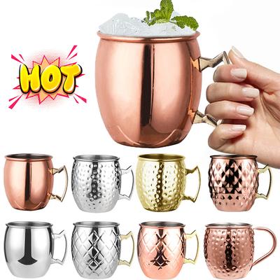 Moscow Mule Kupferbecher Metall Bierbecher Edelstahl Kupferkelch Cocktail Wein Kaffeetasse Champagner Party Bar Trinkgeschirr Werkzeuge