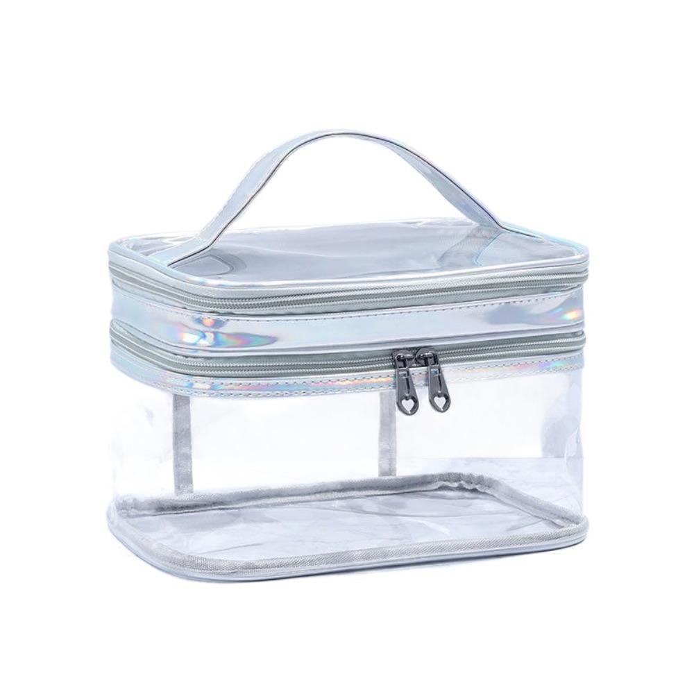 

Waterproof Transparent Cosmetic Box PVC Cosmetic Organizer Bag Portable Makeup Bag Shopping серебряный