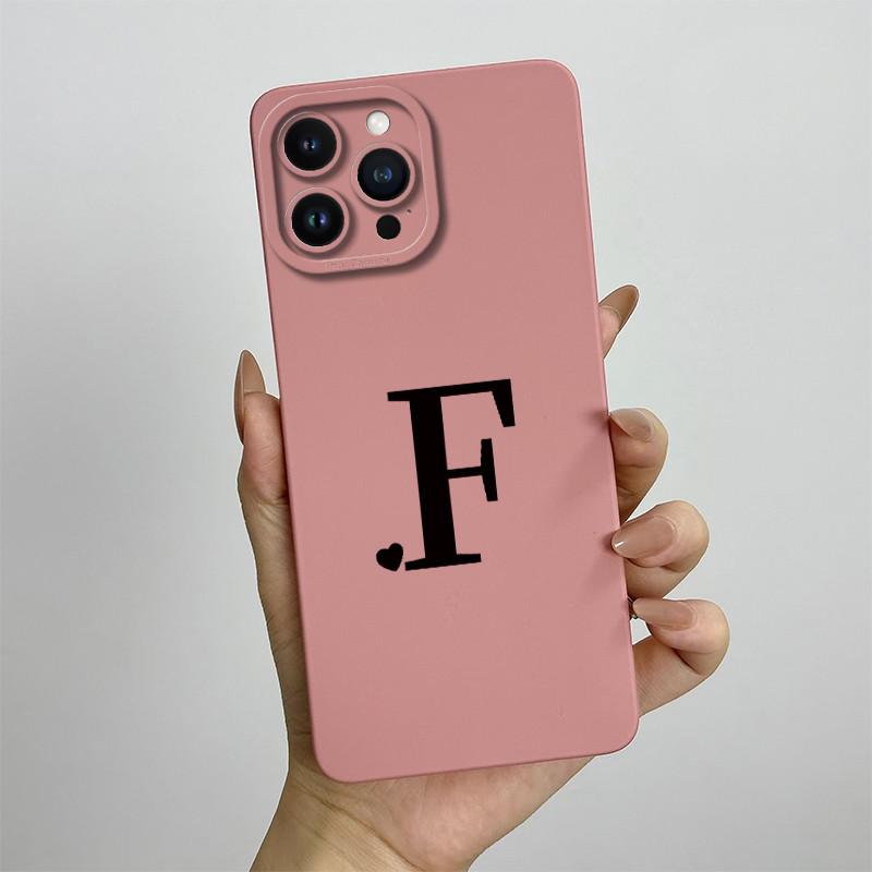 For iPhone 13 Pro Max Case iPhone 13 Pro Cover Cute Couple Initial Letters Square Skin Phone Case Matte Shockproof Back Cover