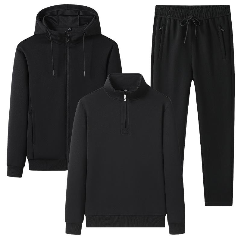 Men Spring Autumn Clothing Hooded Hoodies Suit Male 3 Pieces  Set Sweatshirt + Sweatpants Tracksuit Men Sportswear Sets