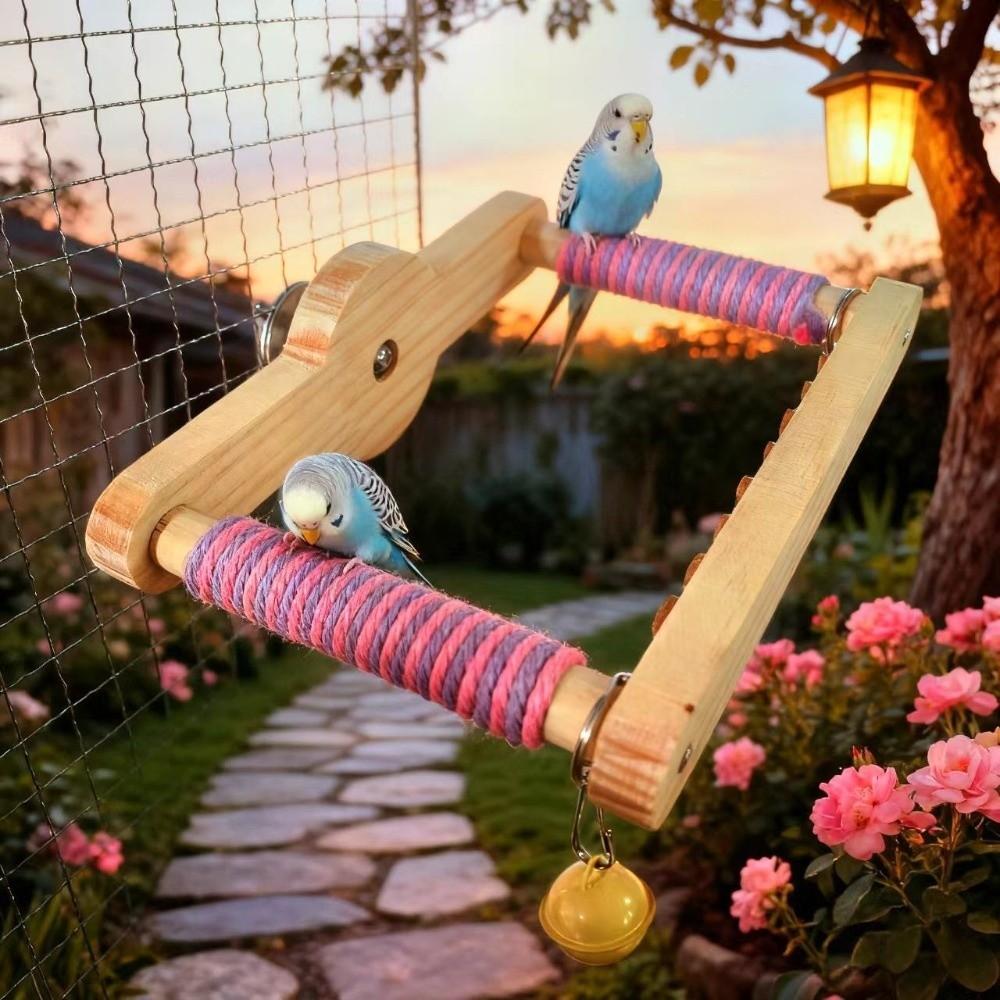 Wood Rotating Bird Perch Toy DIY Windmill Swing Parrot Toy Bird Training Stand  Bird Play